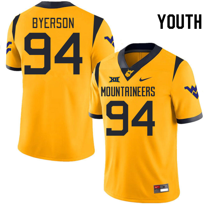 Youth #94 Makai Byerson West Virginia Mountaineers College 2024 New Uniforms Football Jerseys Stitch